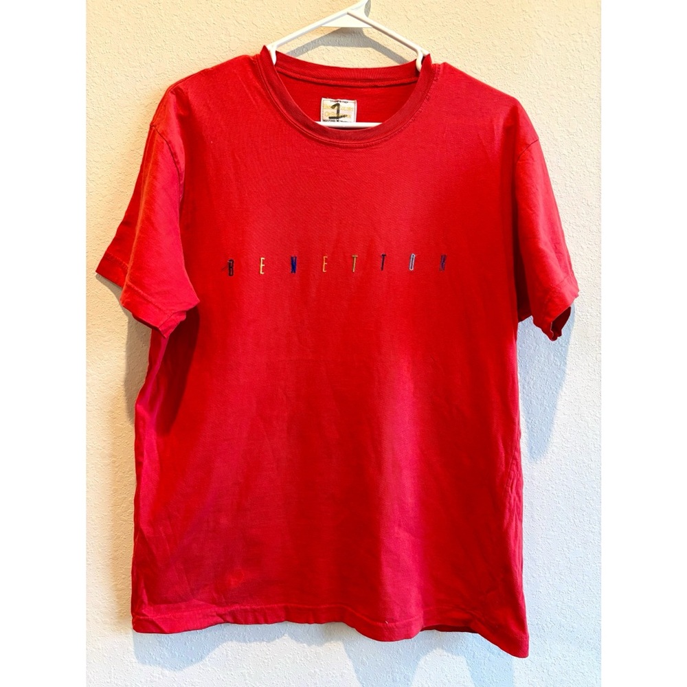Benetton Red T-Shirt XL with embroidery